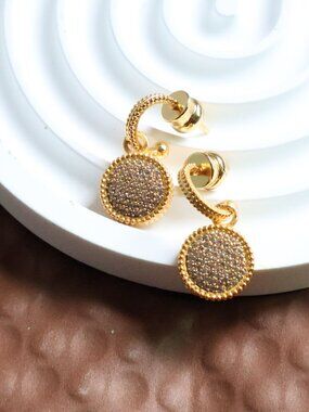 Julie Vos Pavé Cubic Zirconia Gold Earrings - Fleur-de-Lis